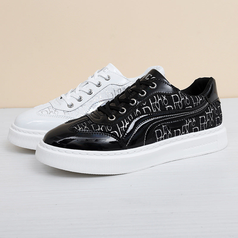 Damen Modische Sneaker mit Glanzoberfläche und grafischem Design R&B