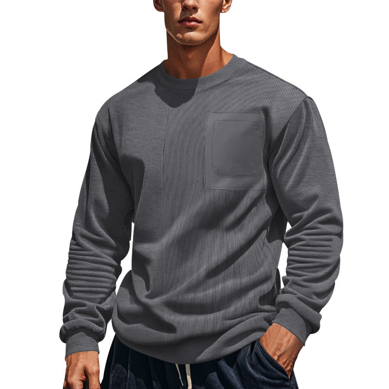 Herren lässiger Sweatshirt mit strukturiertem Design und praktischer Brusttasche R&B