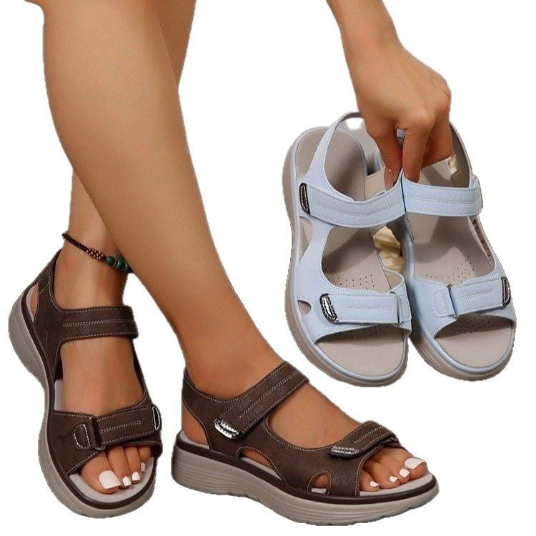 Damen bequeme Riemchen-Sandalen mit verstellbarem Klettverschluss R&B