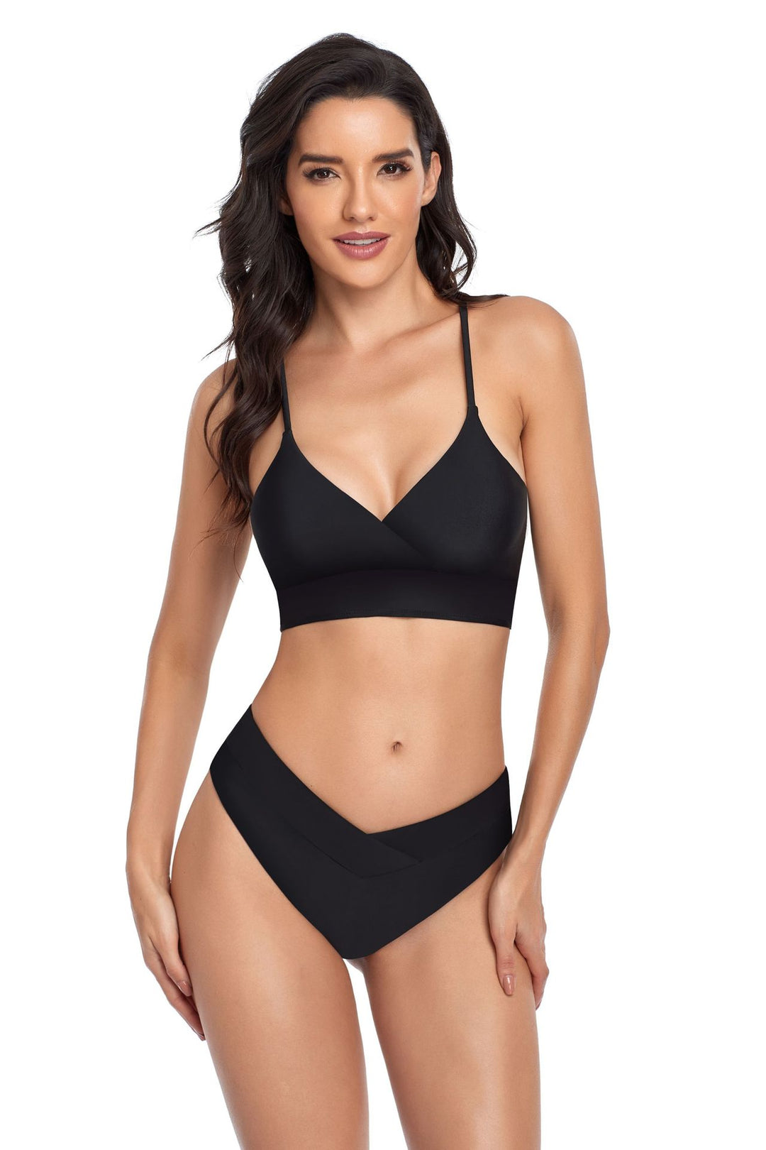 Damen Bikini-Set mit stilvollem Wickeloberteil und hoch geschnittenem Unterteil R&B