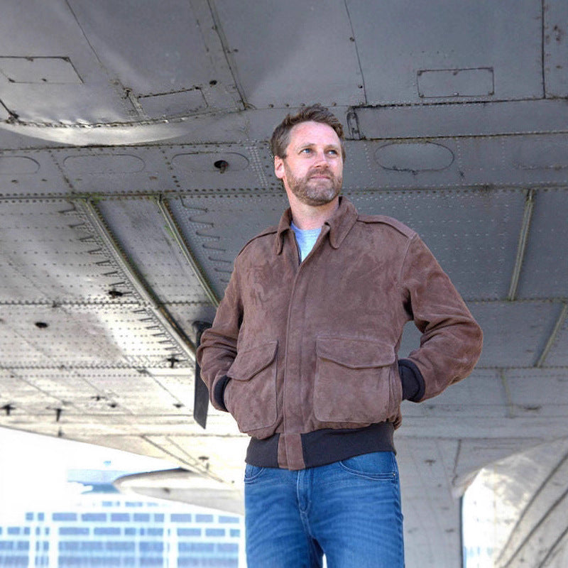 Herren Wildlederjacke im Biker-Stil