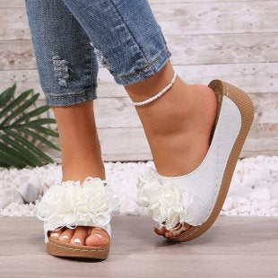 Damen modische Pantoletten mit floralen Applikationen R&B