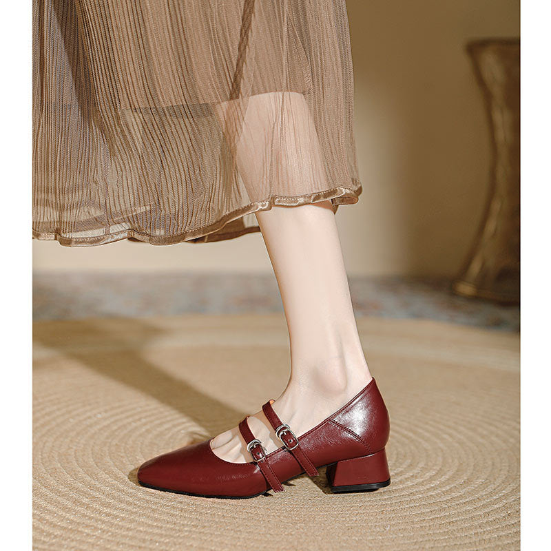 Damen elegante Mary Jane Schuhe mit modischem Absatz