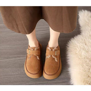 Damen kuschelige und bequeme Winterhausschuhe aus hochwertigem Veloursleder R&B