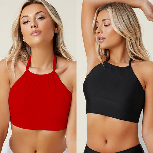 Damen sportliches Crop-Top mit hochgeschlossenem Design R&B