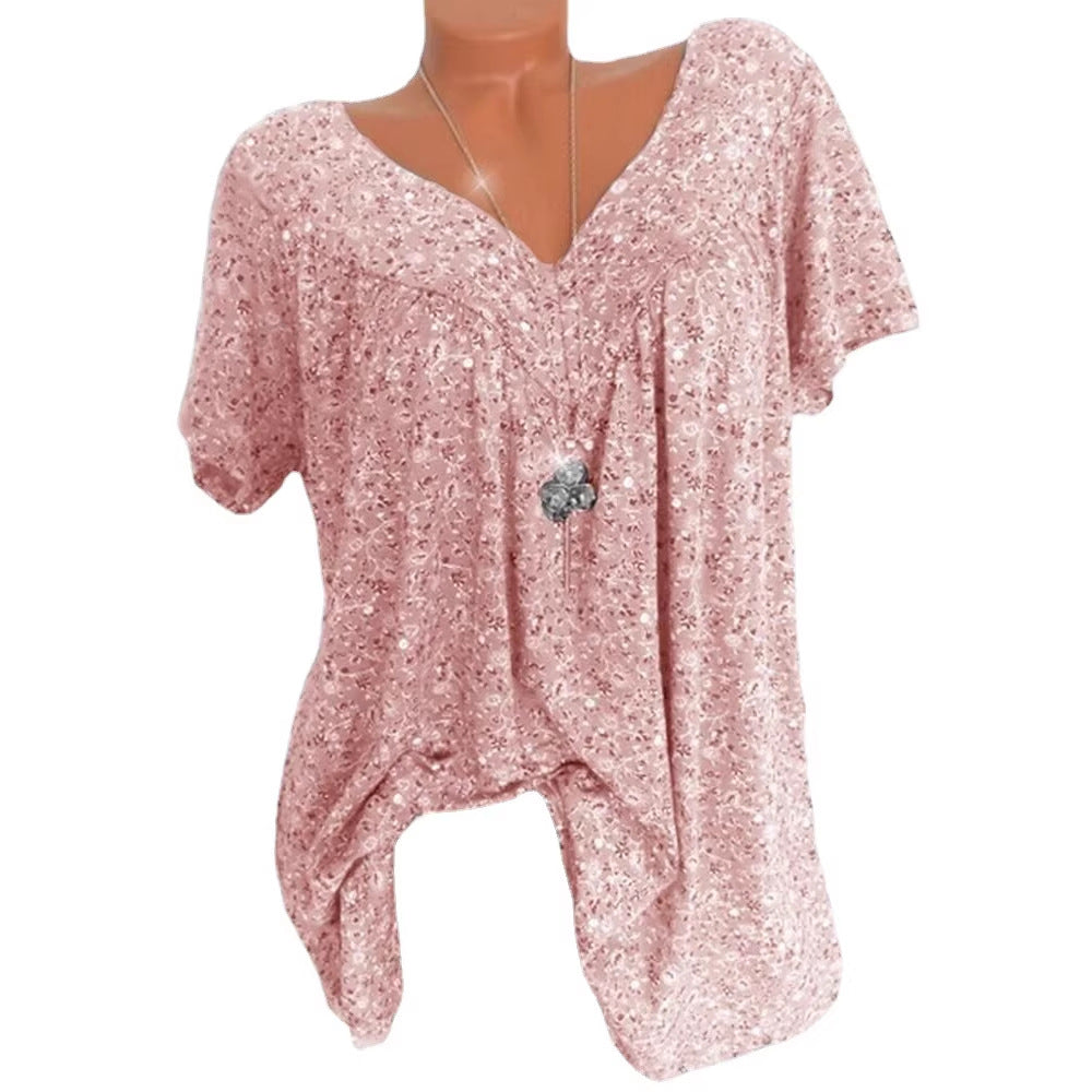 Damen lässige Bluse mit floralen Motiven und luftigen Ärmeln R&B
