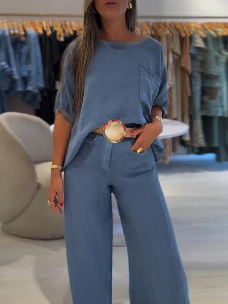 Damen Set aus weichem Oberteil und weiter Hose Heidi-Mode