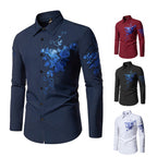 Herren Langarmhemd mit floralem Stickdesign R&B