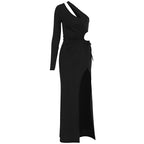 Damen Elegantes asymmetrisches Kleid mit Schößchen und hautfreundlichem Stoff R&B