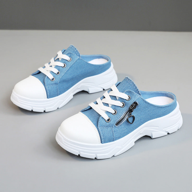 Damen Slip-On Sneakers mit modischem Reißverschluss und bequemem Fußbett R&B