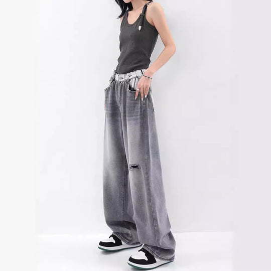 Damen Weite Jeans im modernen Oversized-Schnitt mit einzigartigen Waschungen R&B