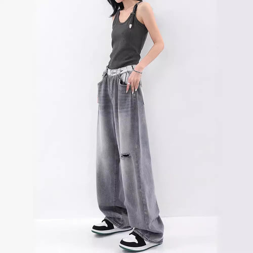 Damen Weite Jeans im modernen Oversized-Schnitt mit einzigartigen Waschungen R&B