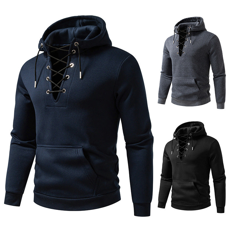 Herren Kapuzenpullover mit modischem Schnürdesign R&B