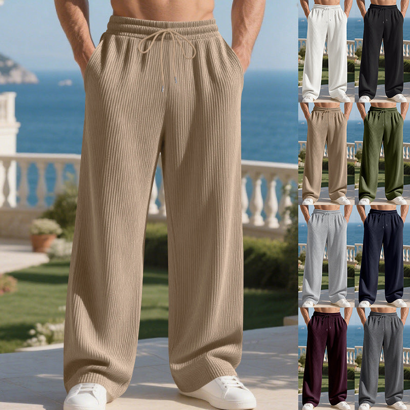 Herren lässige Plisseehose mit elastischem Bund und seitlichen Taschen R&B