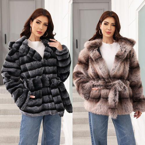 Damen kuschelige Kunstfelljacke R&B