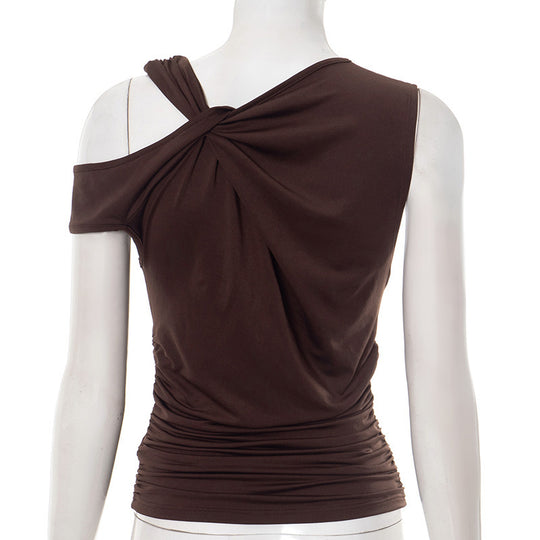 Damen elegantes Oberteil mit asymmetrischem Schnitt und raffiniertem Drapierungsdetail R&B