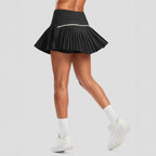 Damen Sportlicher Plisseerock mit integrierten Shorts R&B