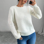 Damen modischer Pullover mit raffinierten Strickdetails
