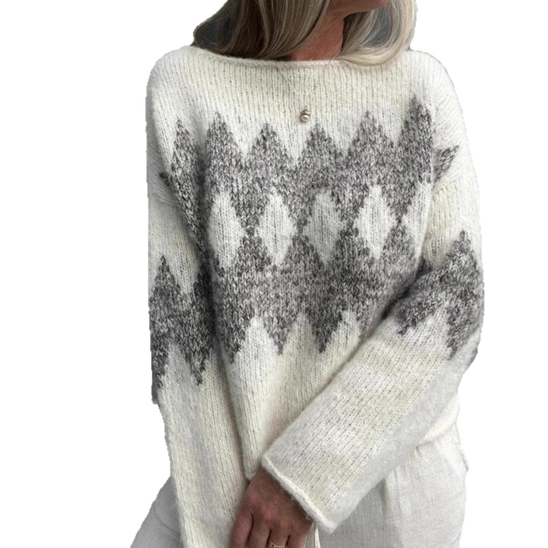 Damen Strickpullover mit modernem Wellenmuster und angenehmer Passform R&B