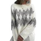 Damen Strickpullover mit modernem Wellenmuster und angenehmer Passform