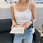 Damen Cropped Top mit schmalen Trägern und elastischem Schnitt