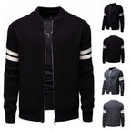 Herren Strickjacke mit modernem Zipper und dekorativem Streifenmuster