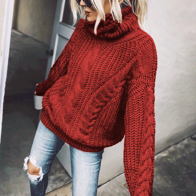 Damen Strickpullover mit hohem Kragen R&B