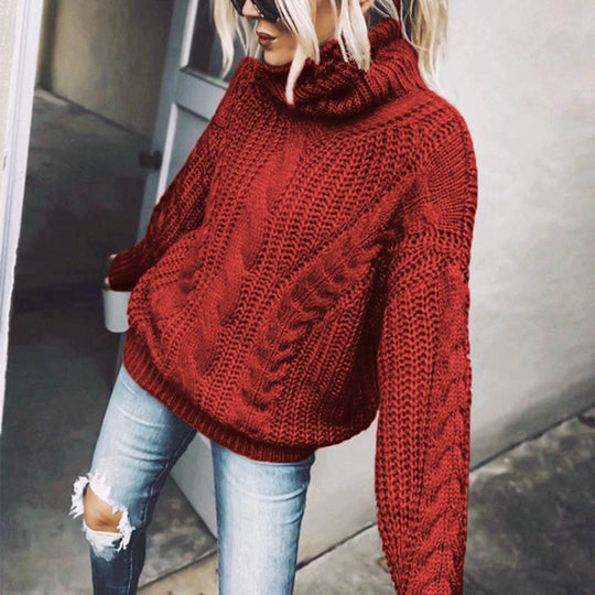Damen Strickpullover mit hohem Kragen R&B