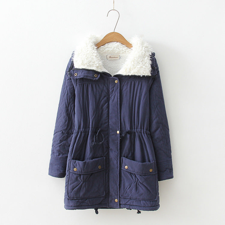 Damen gerade geschnittene Winterjacke mit kunstfellbesetztem Kragen und praktischen Taschen R&B