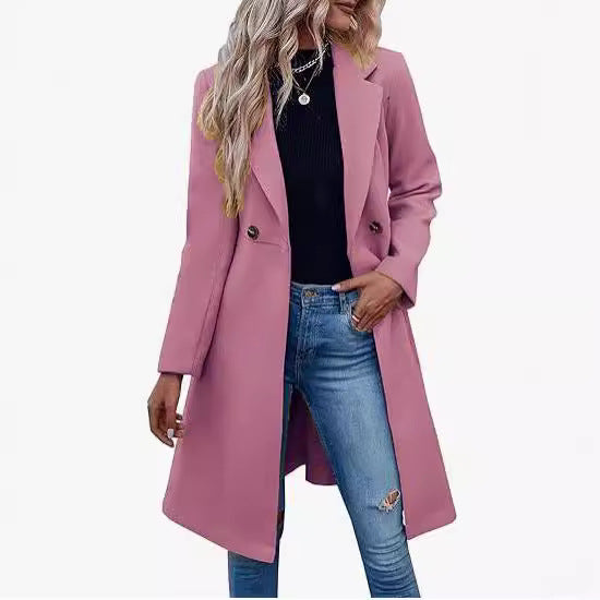 Damen Eleganter Überwurfmantel mit doppelter Knopfleiste R&B
