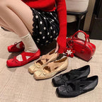 Damen Ballerinas mit modischem Kreuzriemendesign und perforierter Oberfläche R&B