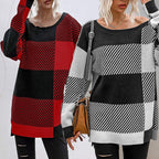 Damen Oversized Pullover mit geometrischem Muster und lässigem Schnitt R&B