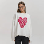 Damen Oversized Pullover mit Herzmuster R&B