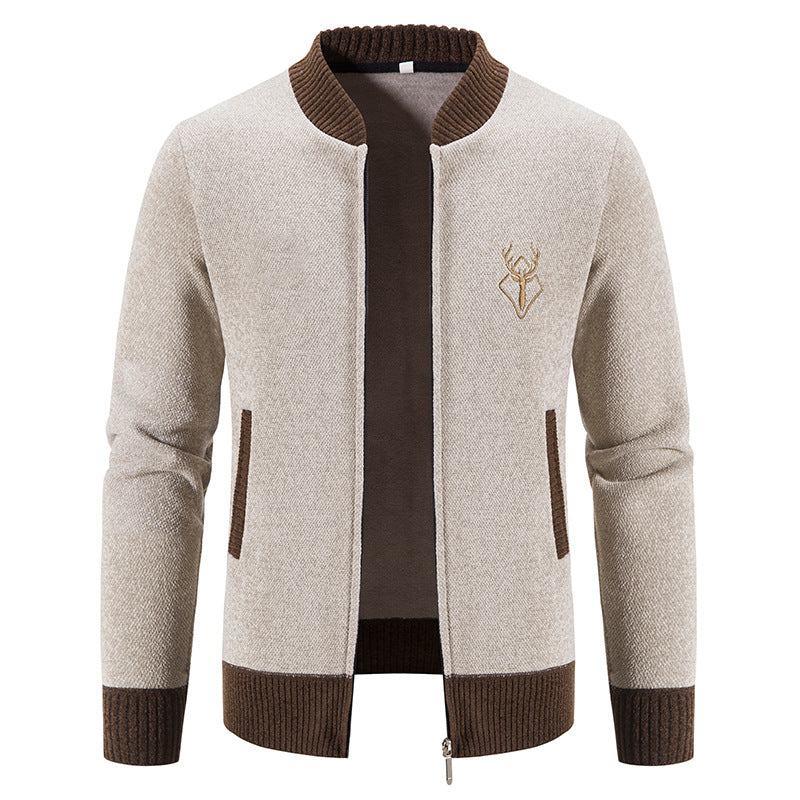 Herren modische Strickjacke mit Reißverschluss und hohem Kragen R&B