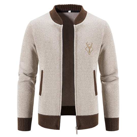Herren modische Strickjacke mit Reißverschluss und hohem Kragen R&B