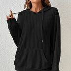 Damen Kapuzenpullover mit rippenstrukturiertem Design