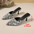 Damen elegante Slingback-Pantoletten mit modischem Blumenmuster und schickem Absatz
