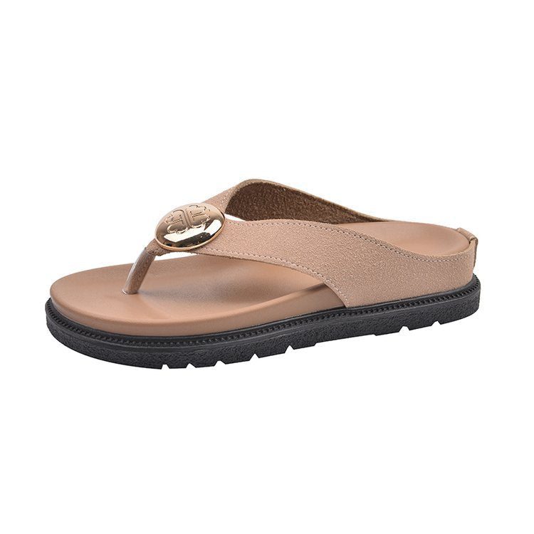Damen Zehentrenner-Pantoletten mit elegantem Schmuckdetail und komfortabler Sohle R&B