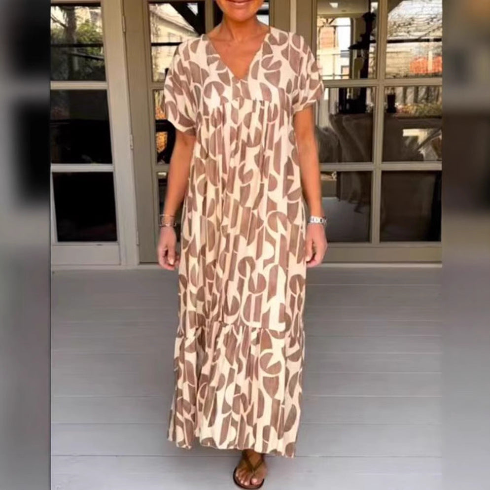 Damen Maxikleid mit modernem grafischen Design Heidi-Mode