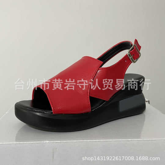 Damen Wedge-Pantoletten mit minimalistischer Querriemen und komfortabler Sohle R&B