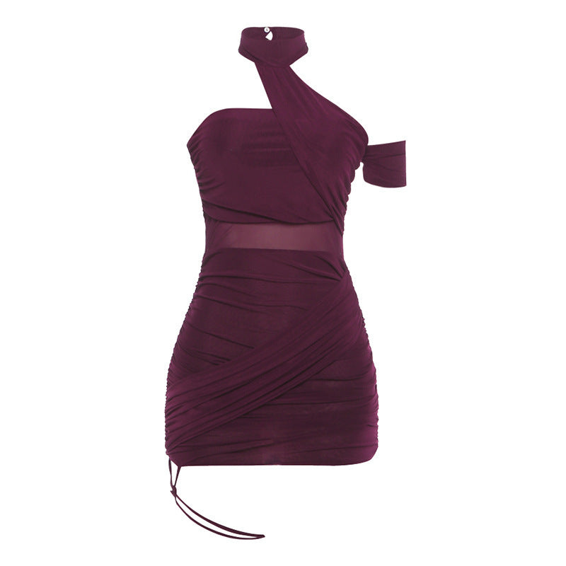 Damen figurbetontes Minikleid mit Rüschendetails und elegantem Wickeldesign R&B