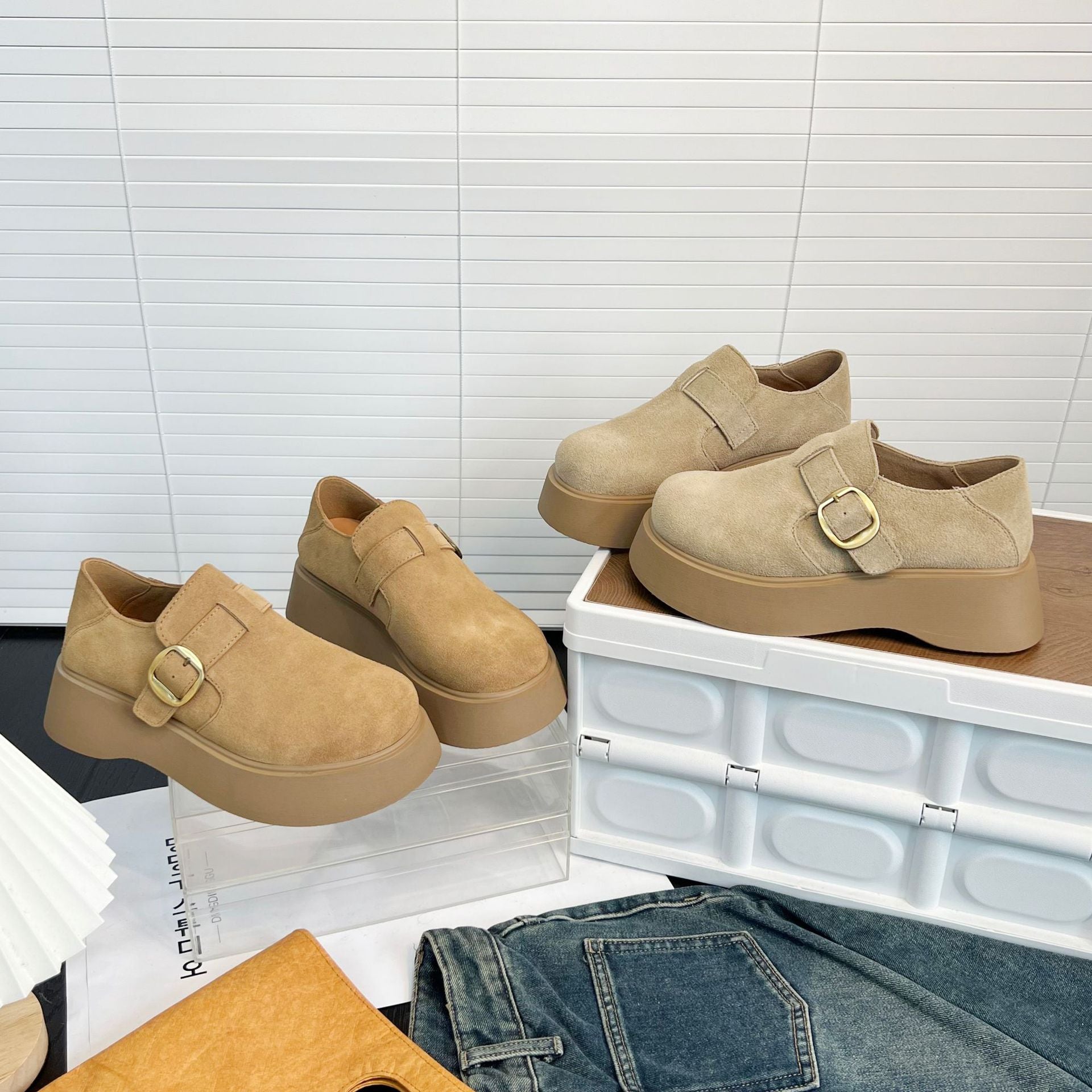 Damen modische Plateau-Schuhe mit Schnalle R&B