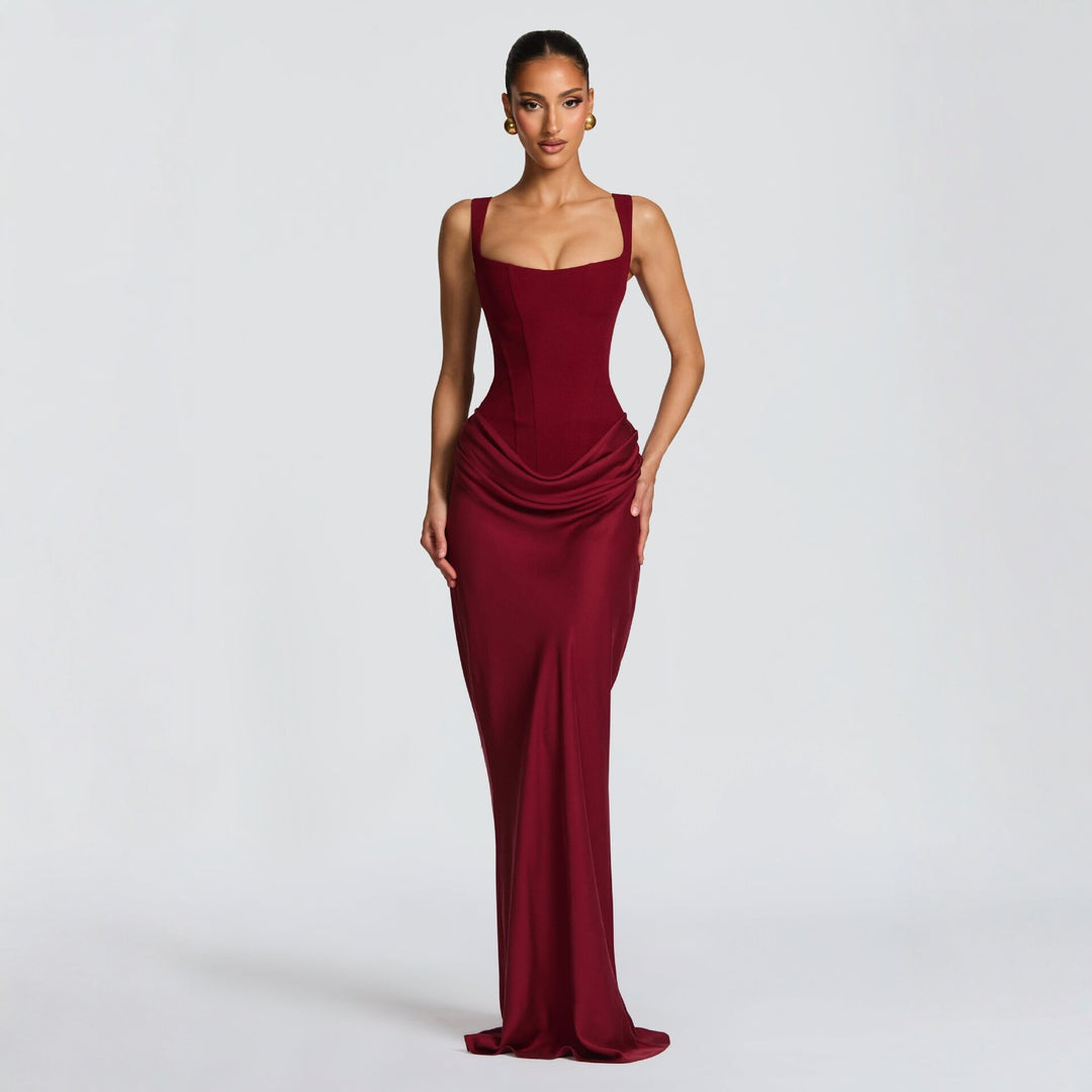 Damen Elegantes Maxikleid mit raffiniertem Drapierungseffekt R&B
