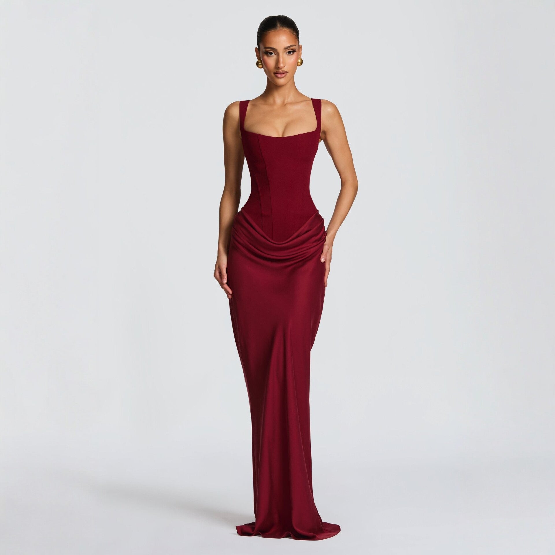Damen Elegantes Maxikleid mit raffiniertem Drapierungseffekt R&B