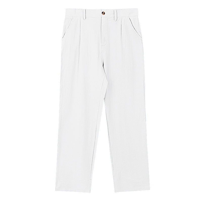 Herren nan elegante Bundfaltenhose aus leichtem Baumwollmix mit geradem Schnitt und Gürtelschlaufen R&B