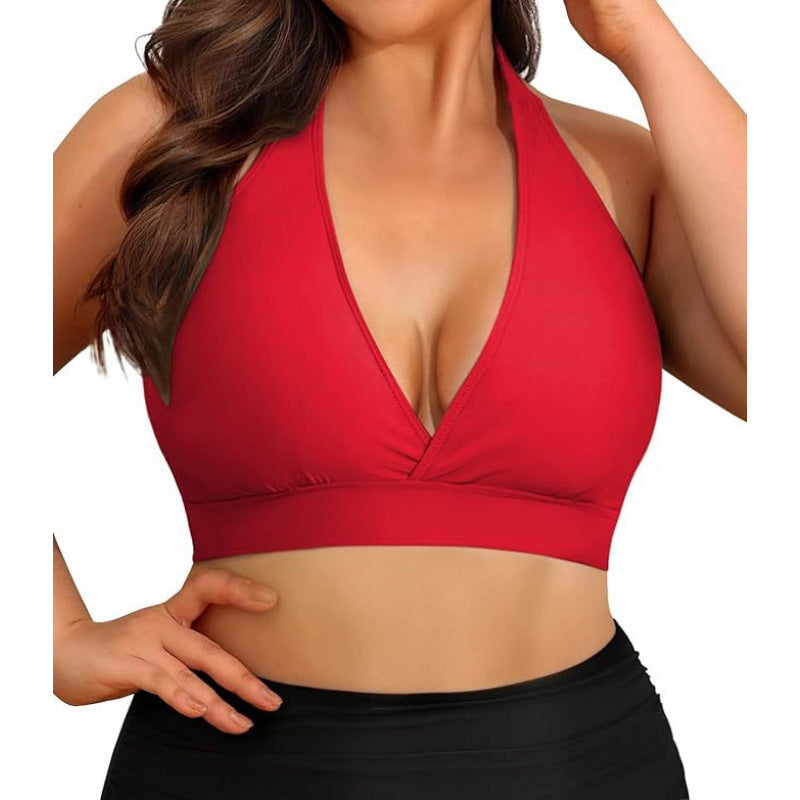 Damen Triangel-Bikini-Oberteil mit tiefem V-Ausschnitt und verstellbaren Trägern R&B