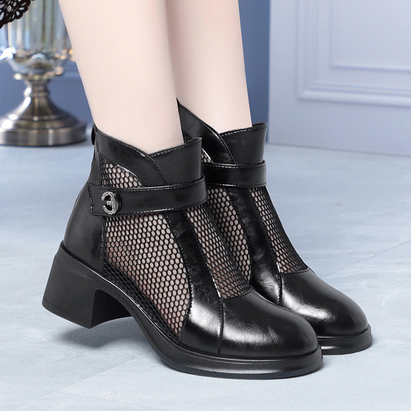 Damen modische Stiefeletten mit stylishem Netzbesatz R&B