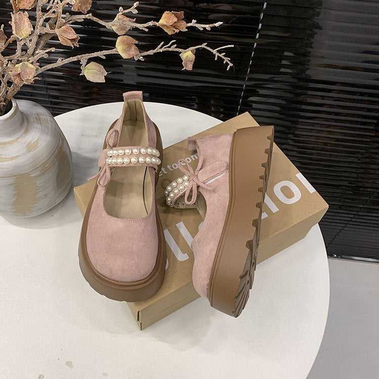 Damen Bequeme und elegante Ballerinas mit Perlenriemen R&B