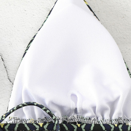 Damen Triangel-Bikini mit verspieltem Schlangenmuster R&B