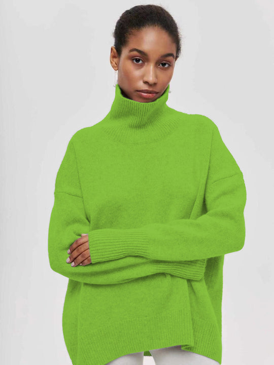 Damen gemütlicher Rollkragenpullover mit Oversized-Schnitt und strukturiertem Material R&B